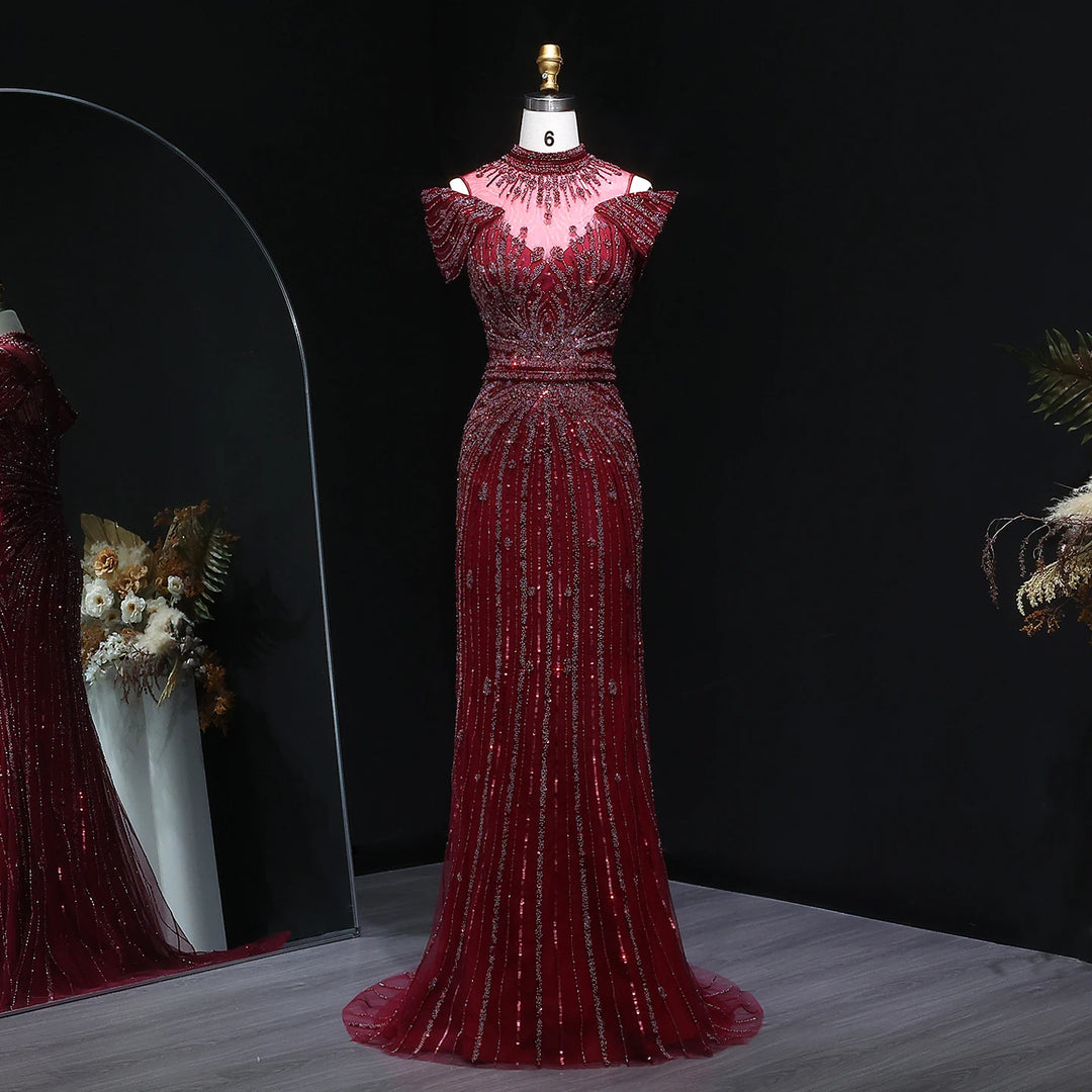 Lovely High Neck Arabic Party Prom Dress