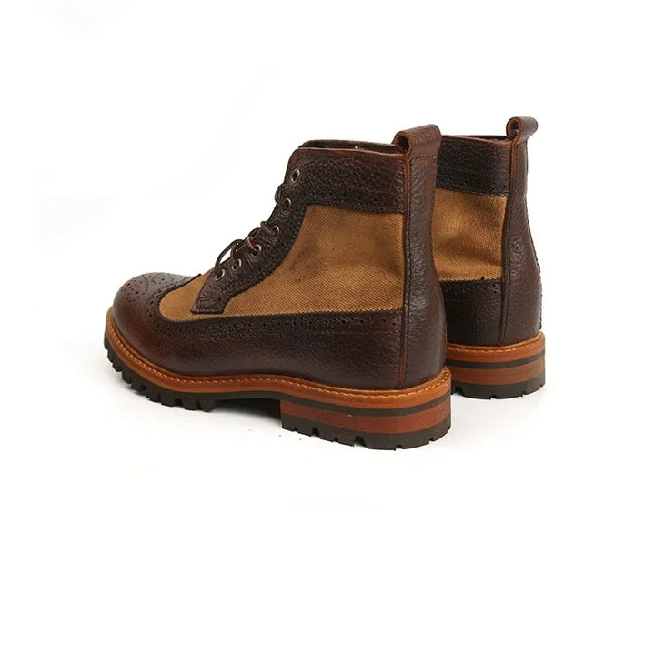 Handcrafted Round Toe Tooling Brogue Shoes