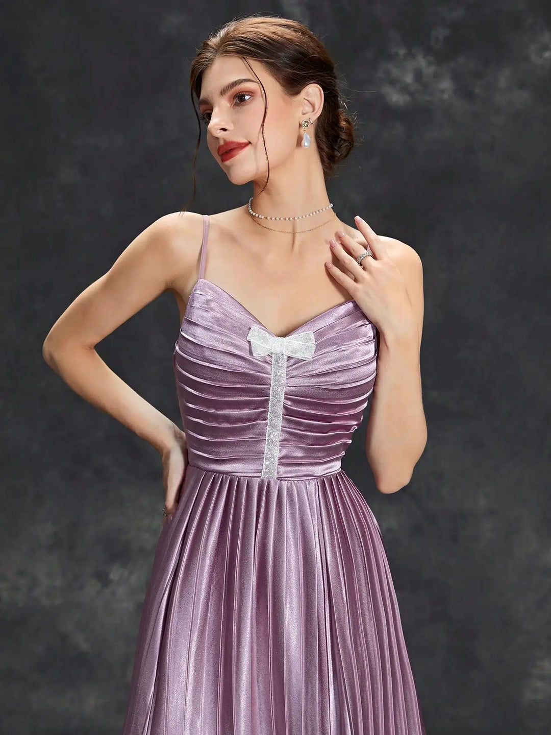 Wonderful Halter Pleated Bow Dress