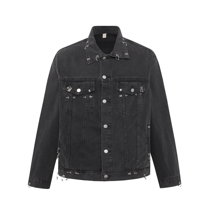 Trendy Rivet Oversized Denim Jacket
