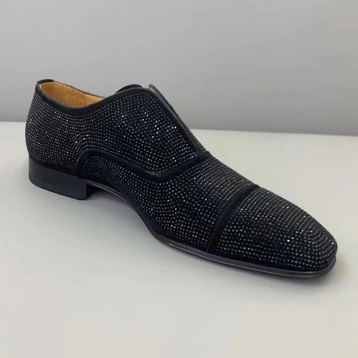 Luxury Rhinestone Suede Wedding Loafers