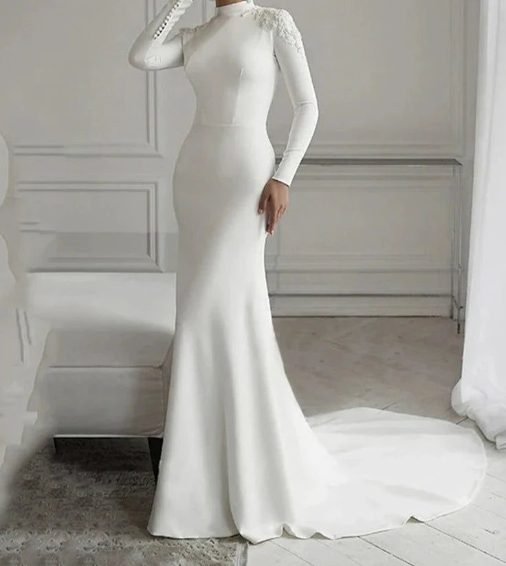 Graceful Long Sleeve Wedding Gown