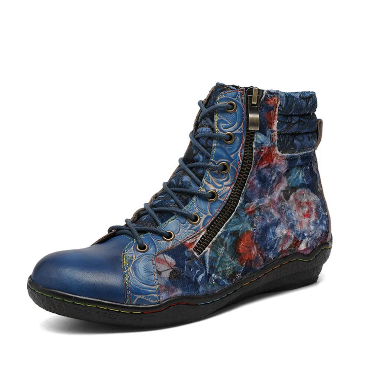 Glamorous Ethnic Flower Painting Boots