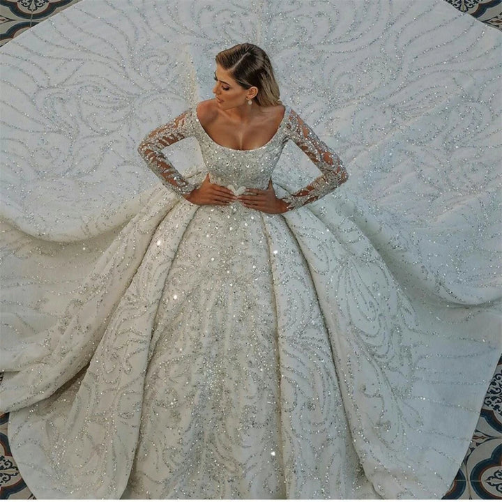 Luxury Crystal Beaded Arabic Bridal Gown