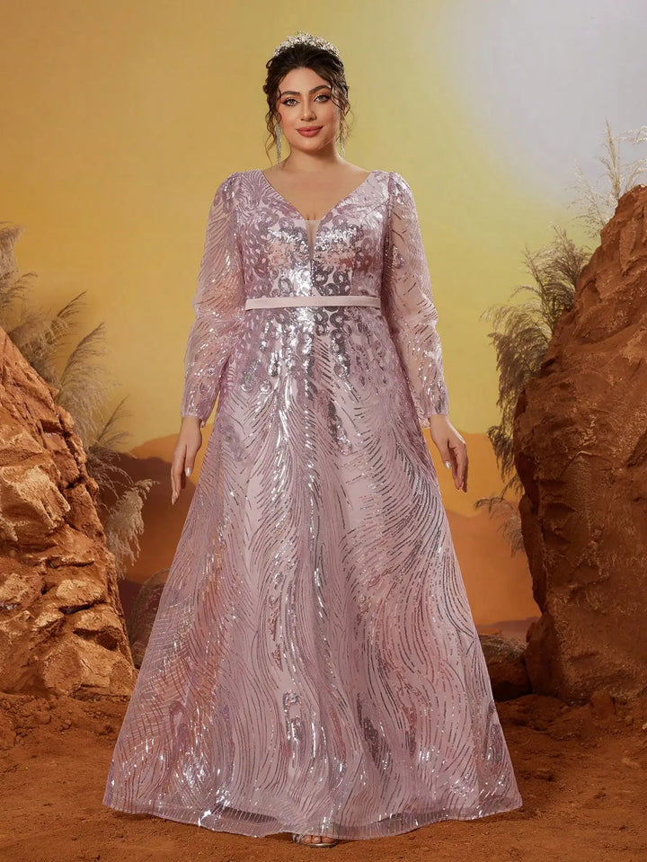 Noble V-neck Plus Size Women's Flowing Dress