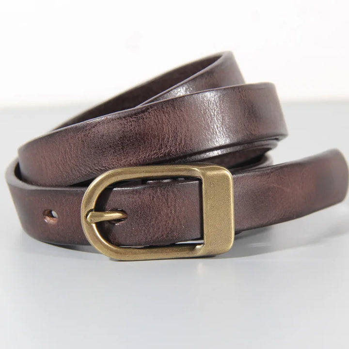 Stylish Cowhide Leather Narrow Belt