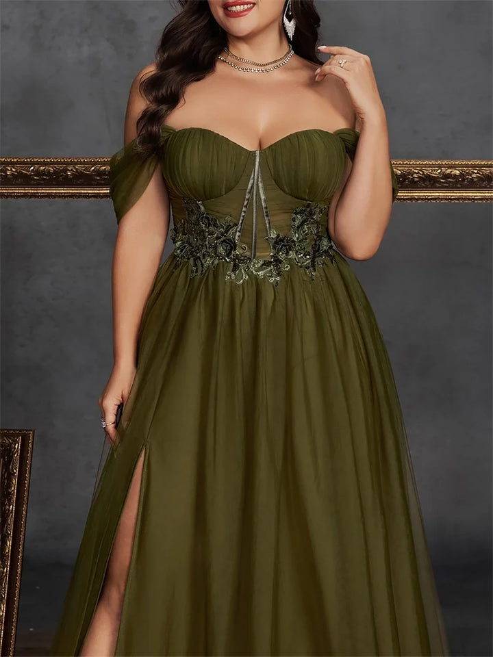 Luxury Slit Plus Size Evening Gown