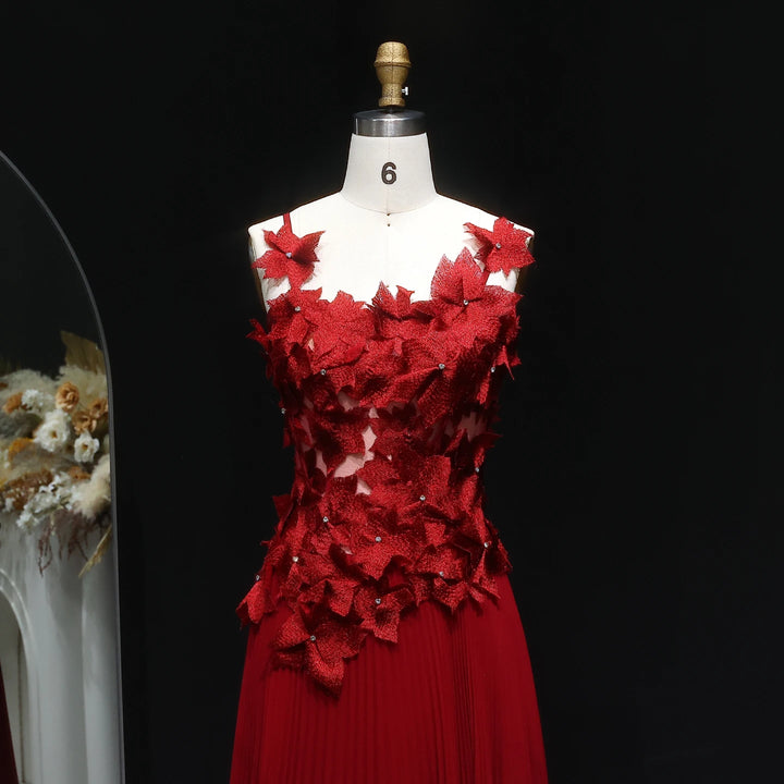 Modest A-Line 3D Flowers Evening Gown