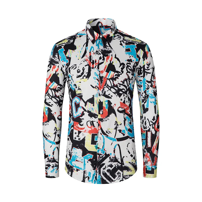 Premium Graffiti Print Long Sleeve Shirt