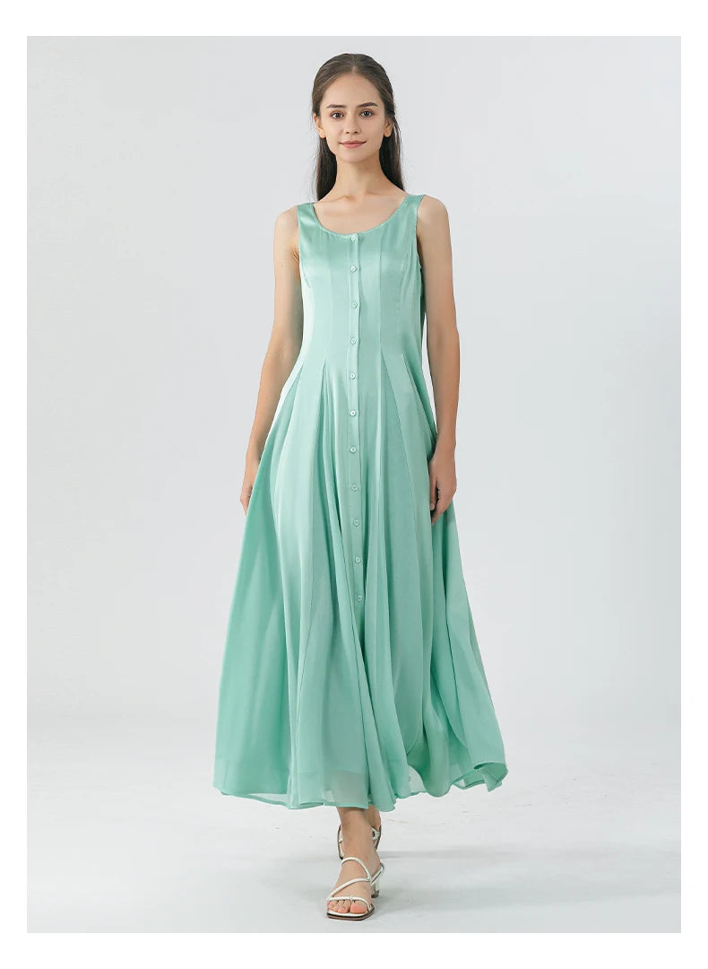Double Sided Satin-Silk-Slip Dress