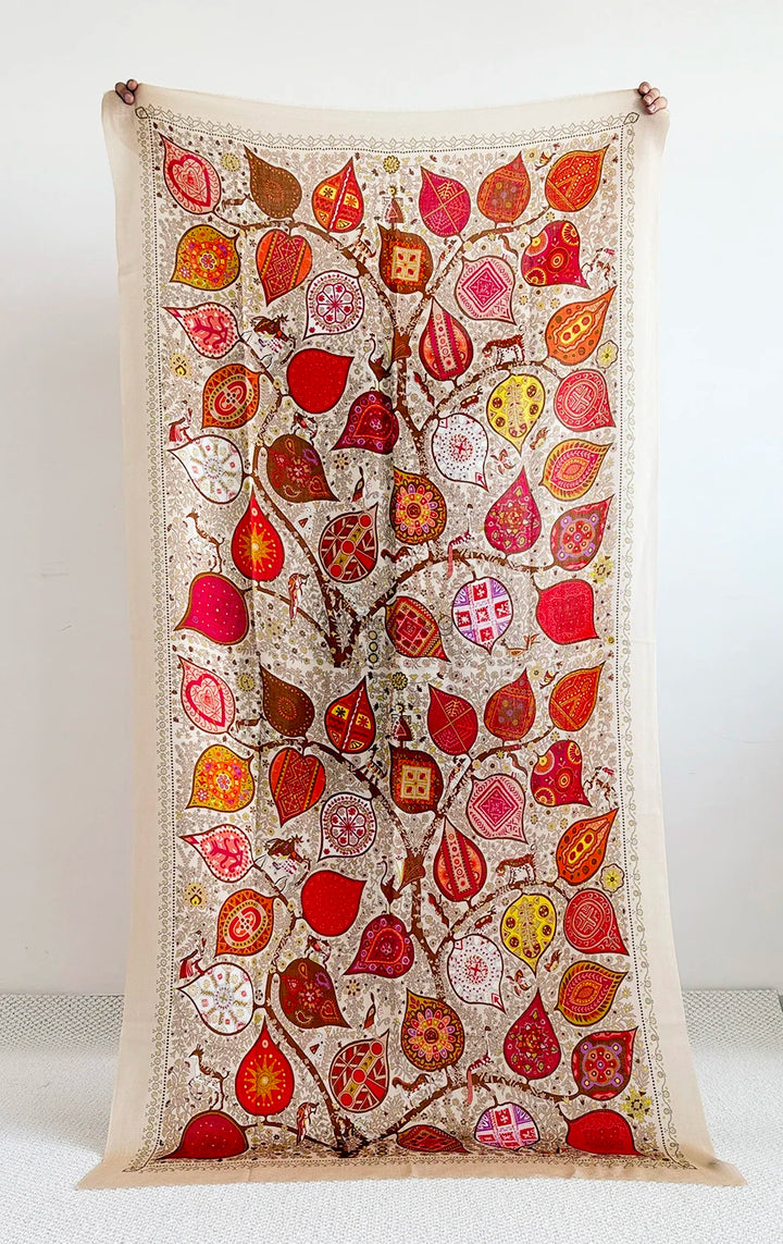 Oversized Printed Cashmere Tassels Scarf