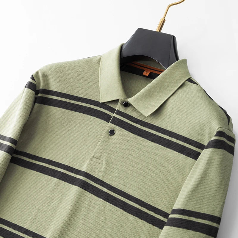 Lapel Striped Polo Shirt