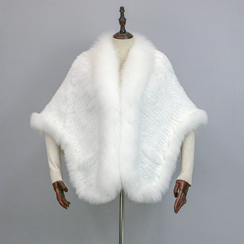 Stylish Knitted Warm Fur Cape