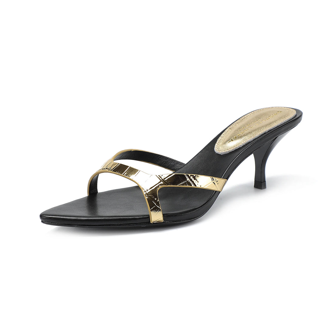 Stylish Pointed Mid-Heel Slippers