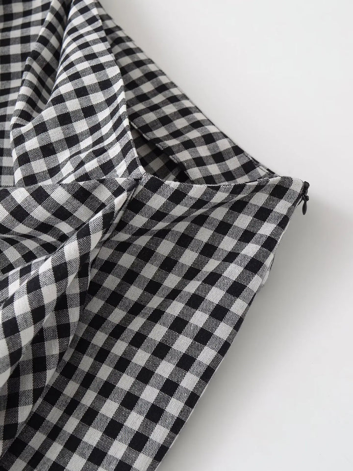 Luxury Draped Plaid Vintage Style Skirt