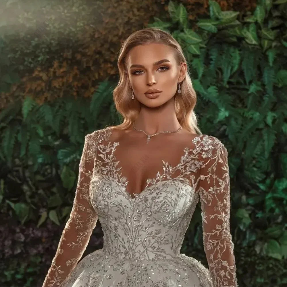 Luxury Full Sleeves Embroidered Wedding Dress