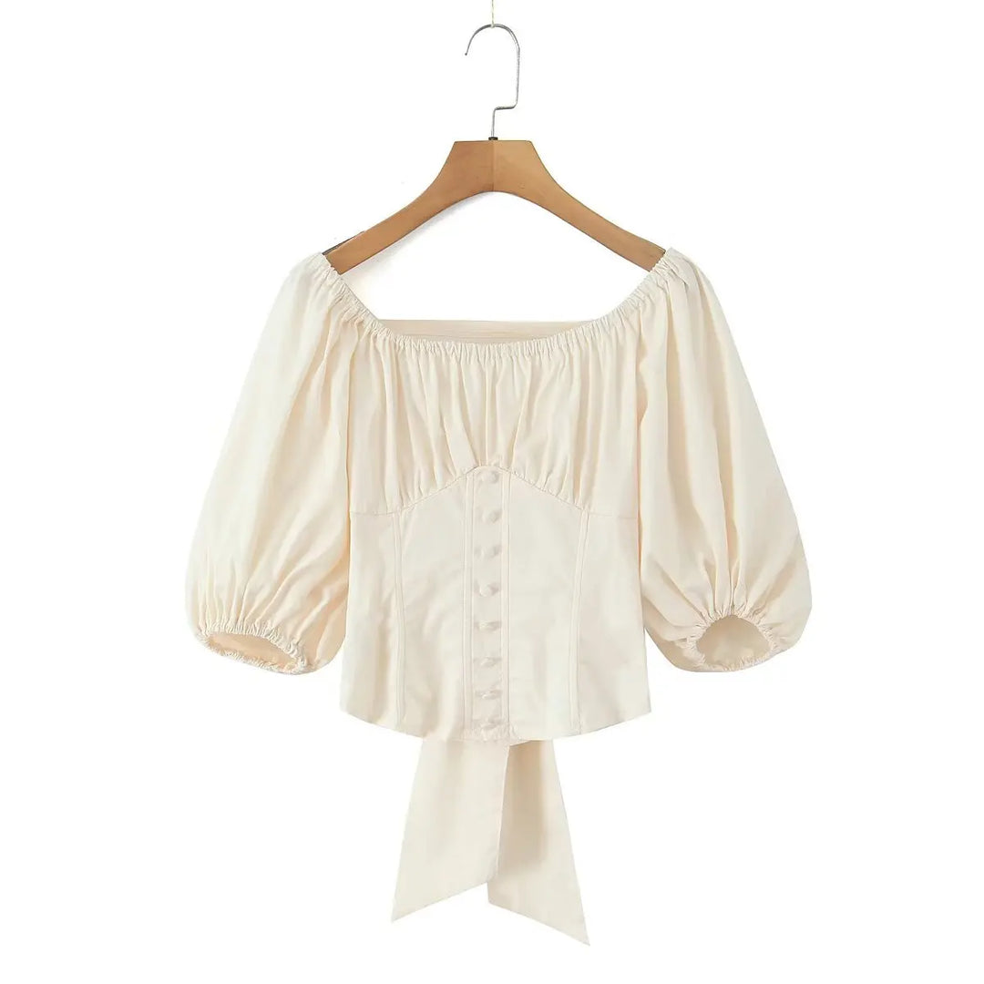 Retro Country Bow Tie Blouse