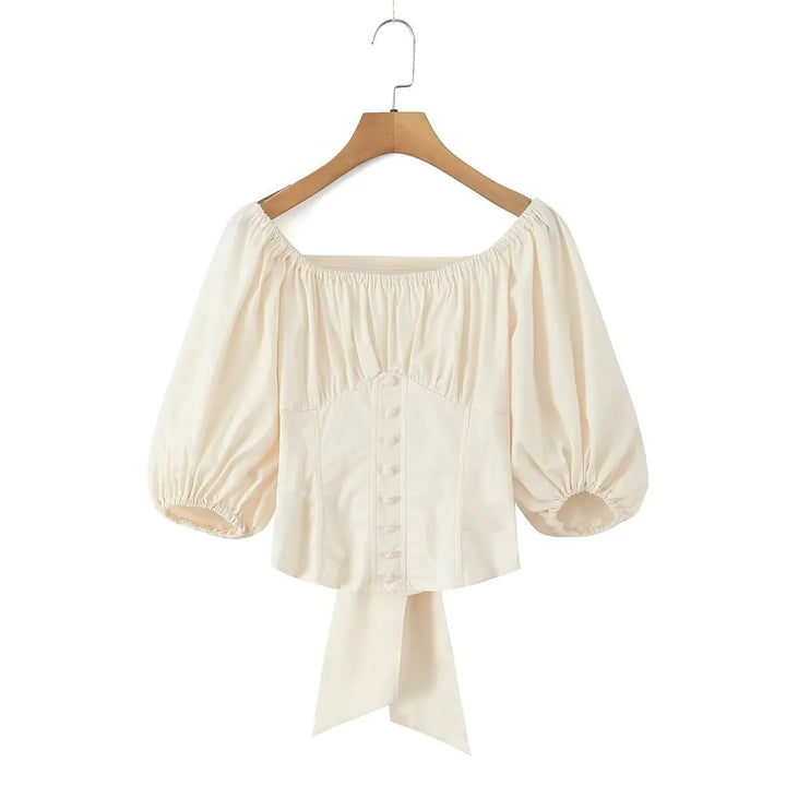 Retro Country Bow Tie Blouse