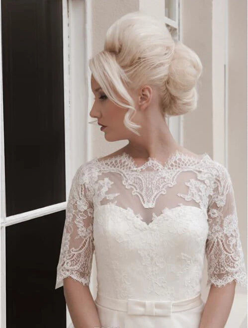 Graceful Lace Appliqué Short Bridal Dress