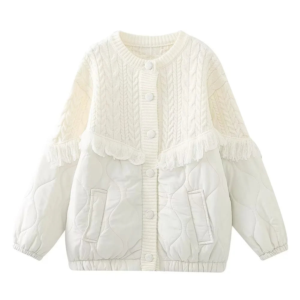 Lovely Tassel Spliced Cotton Coat