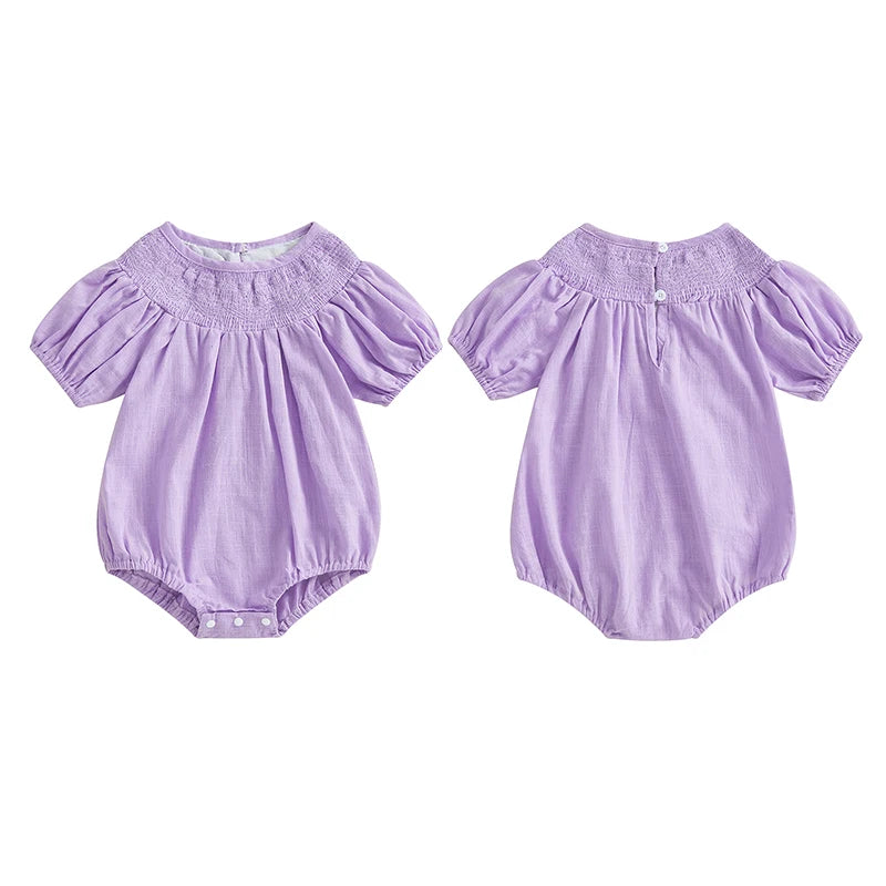 Stylish Smocked Bubble Baby Girl's Romper