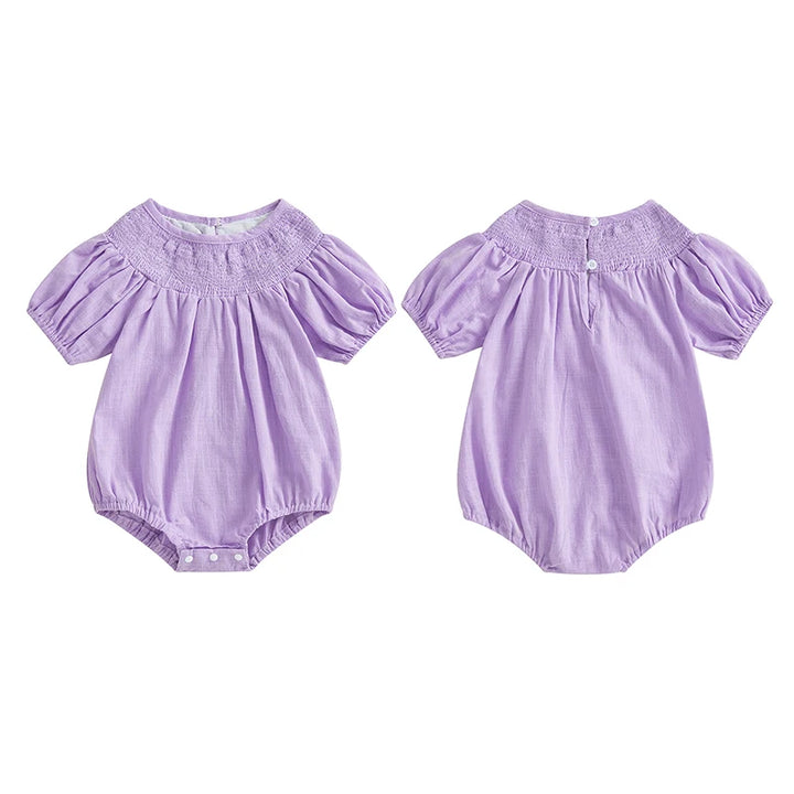 Stylish Smocked Bubble Baby Girl's Romper