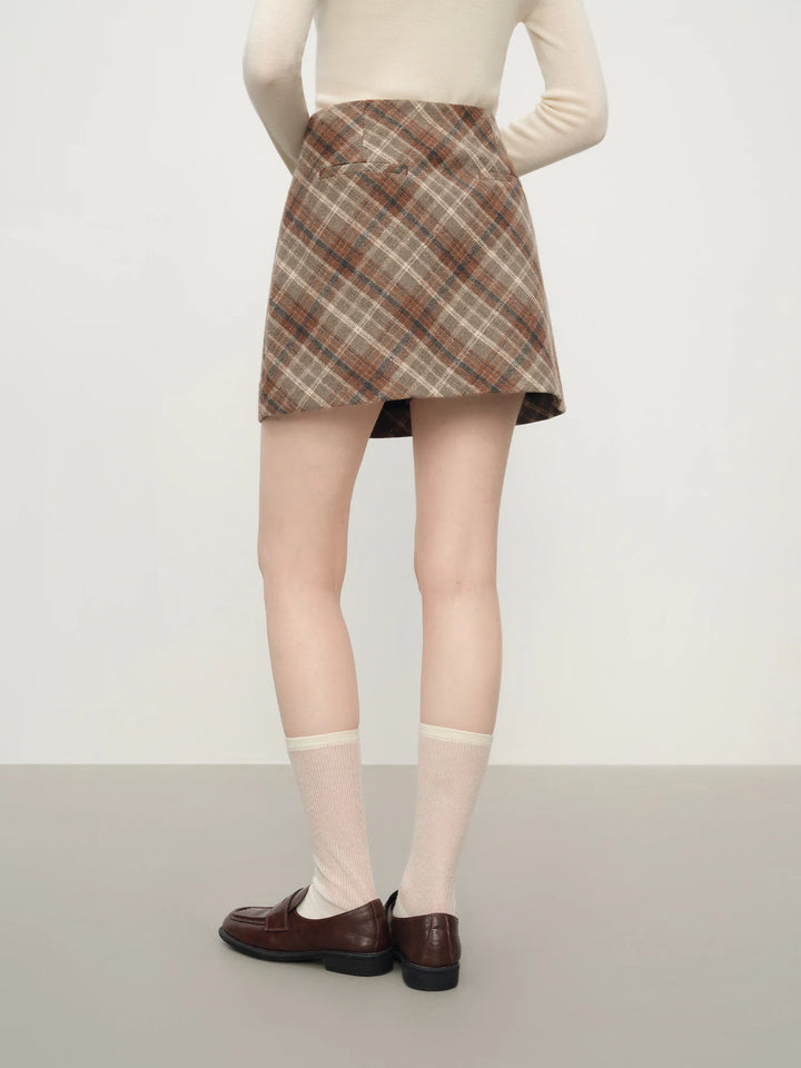 Classic Knitted Plaid Mini Skirt