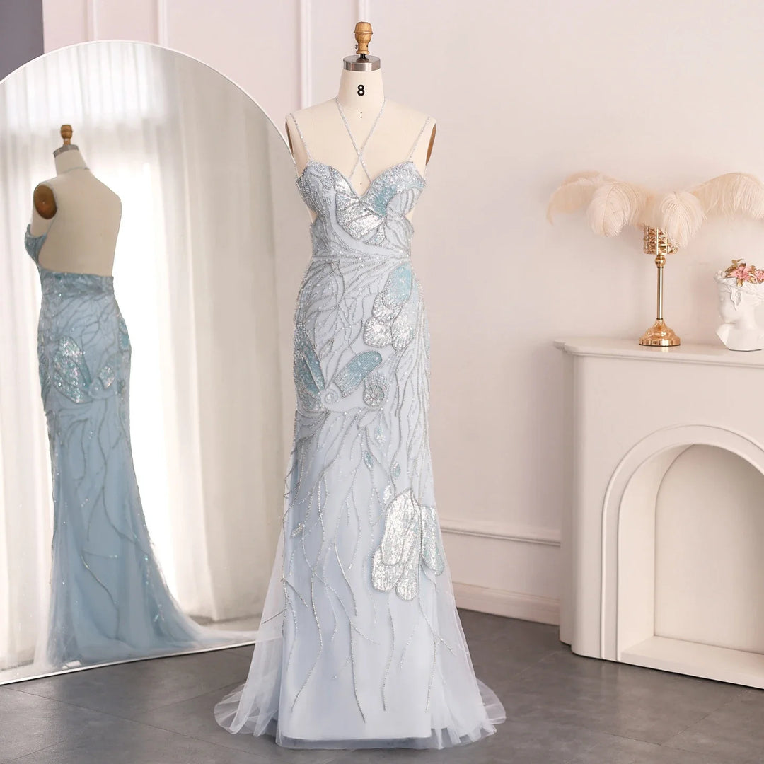 Stunning Feather Style Arabic Evening Dress