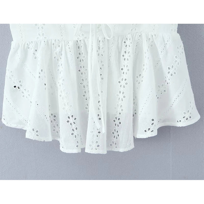 Lovely Hollow Out Embroidered Top