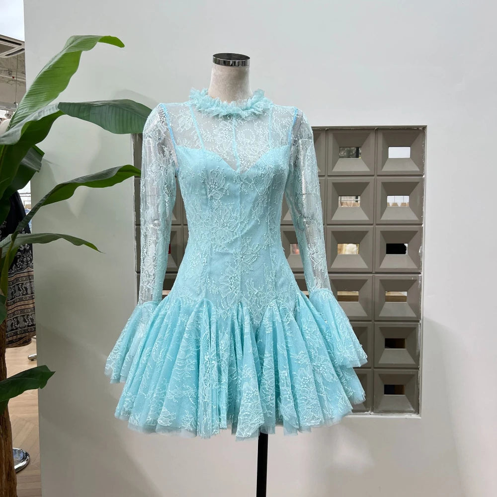 Sweet Long Sleeves Birthday Party Mini Dress