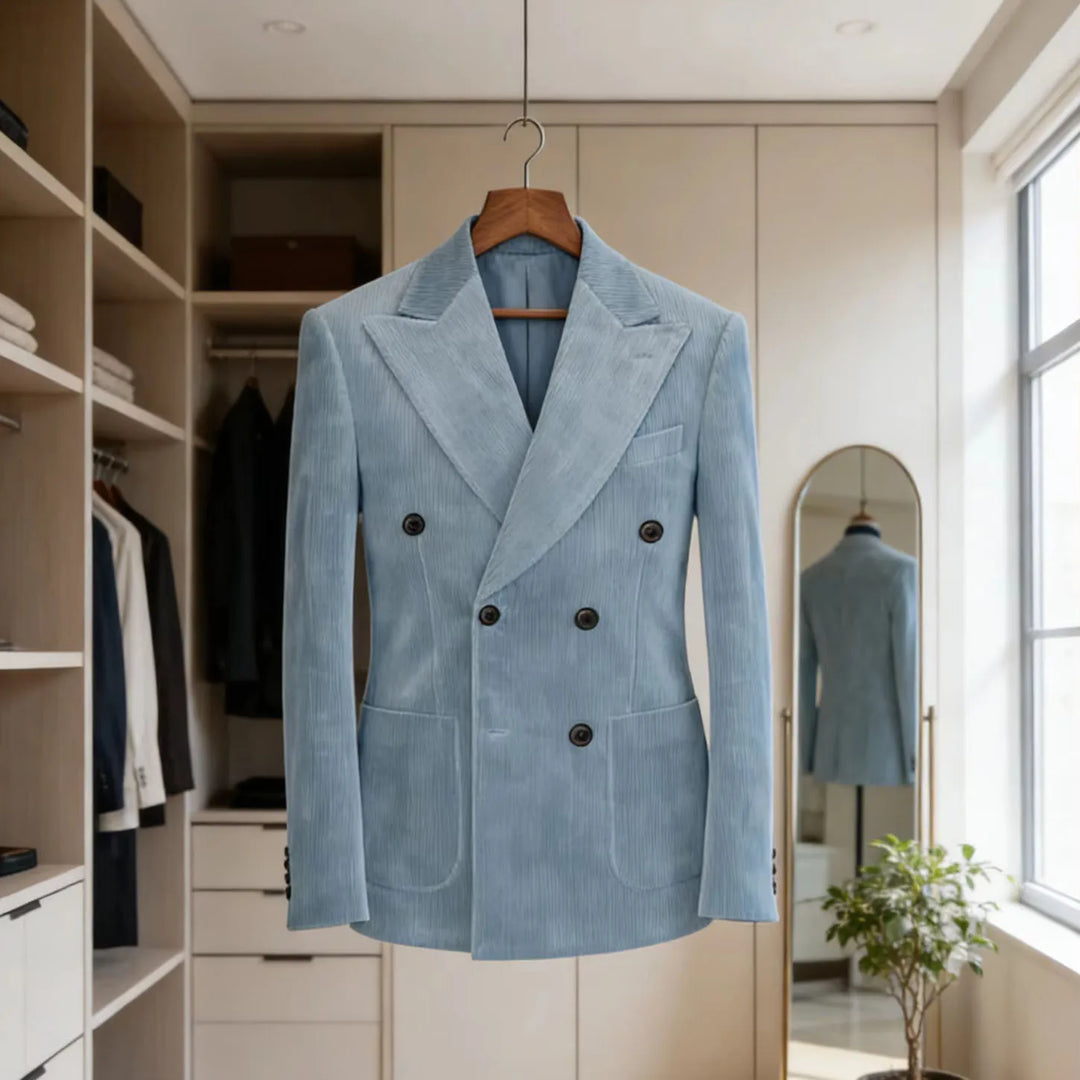 Light blue double-breasted men&