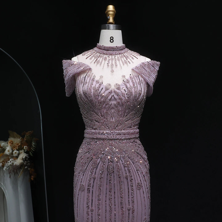 Lovely High Neck Arabic Party Prom Dress