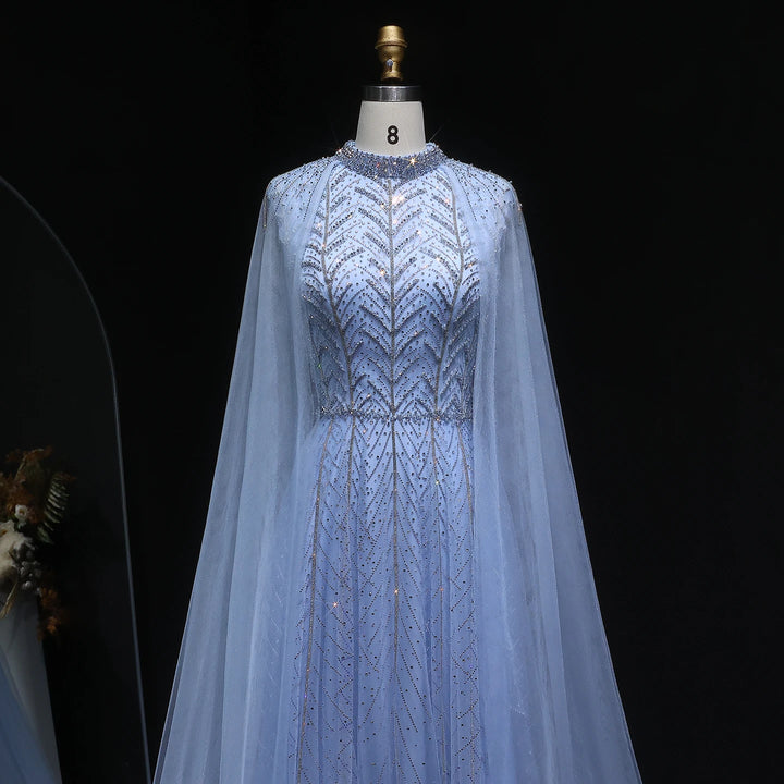 Graceful Arabic Beaded Cape Gown