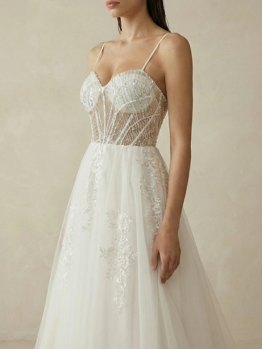Regal Mesh Embroidered Wedding Gown