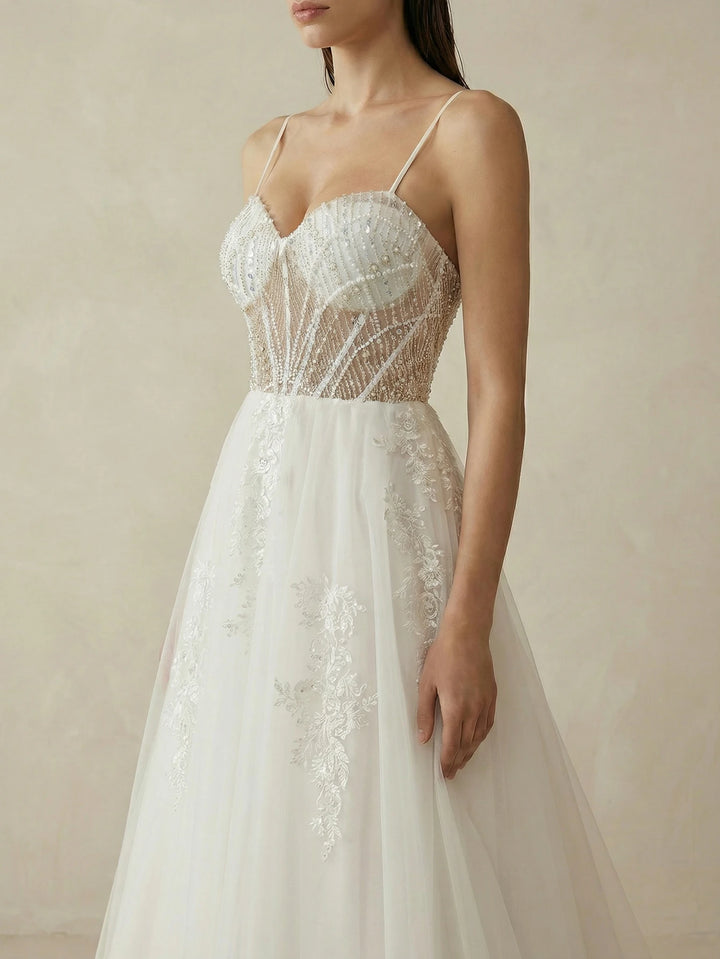 Regal Mesh Embroidered Wedding Gown