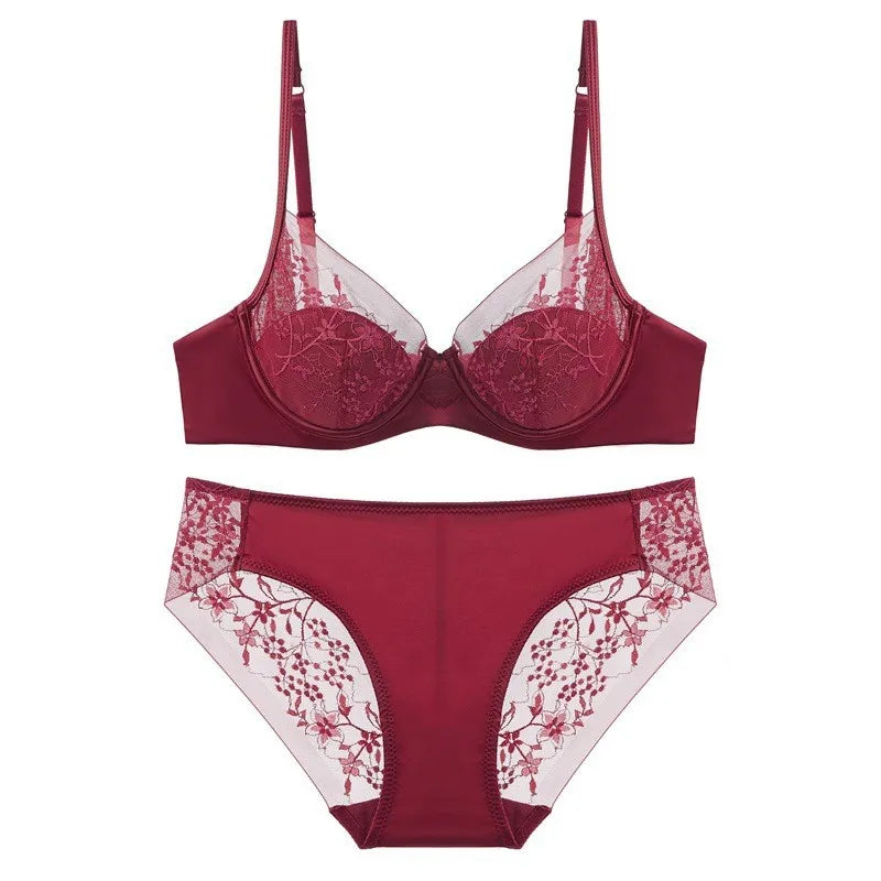 Elegant French Thin Cup Bra Set