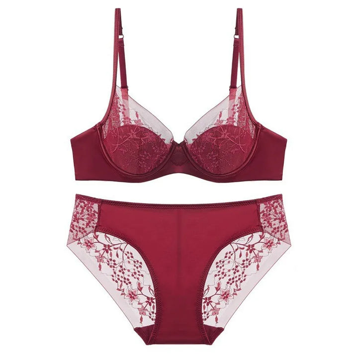 Elegant French Thin Cup Bra Set