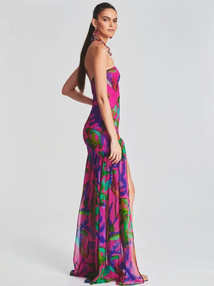 Colorful Charm Side Slit Dress