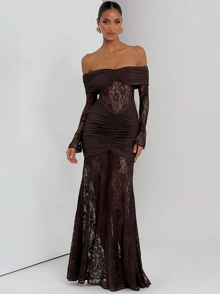 Beauteous See Through Strapless Maxi Dress