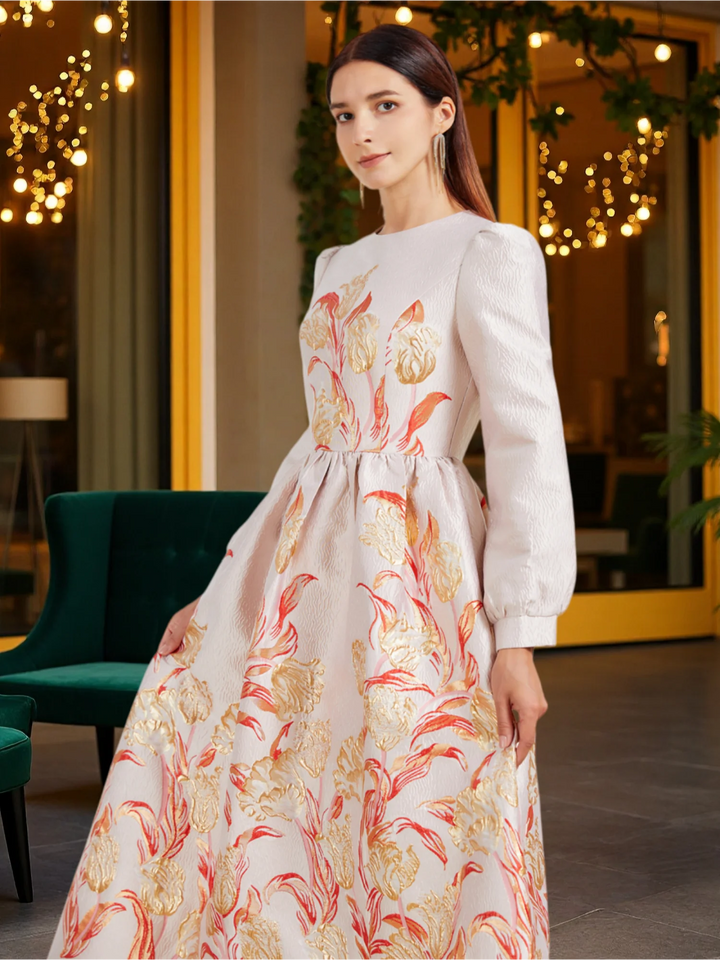 Sweet Round-neck Floral Party Dress