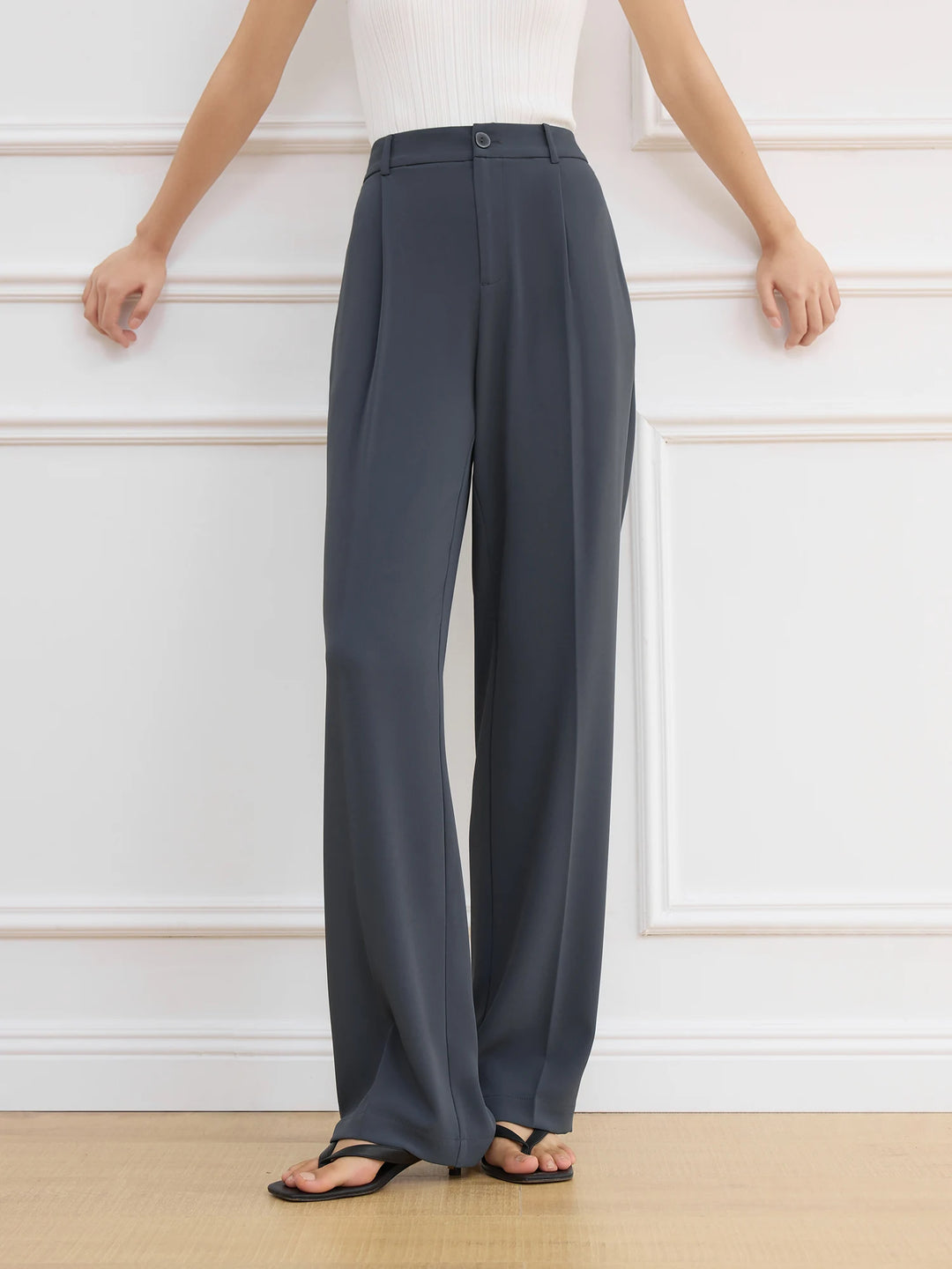 Stylish High Waist Draped Trousers