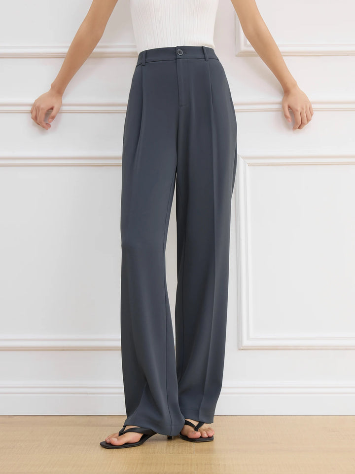 Stylish High Waist Draped Trousers