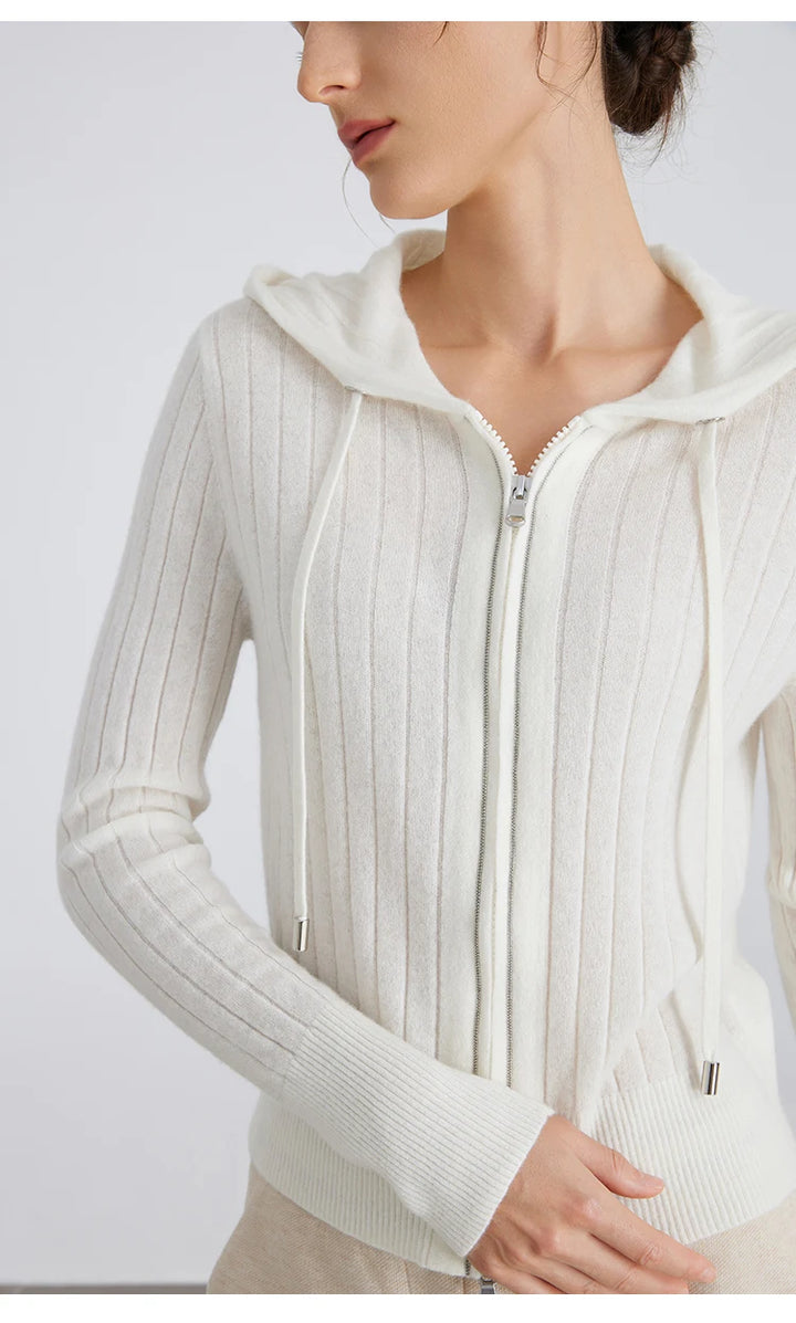 Premium Cashmere Hooded Cardigan