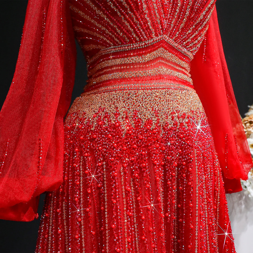 Regal High Neck Artisan Evening Gown