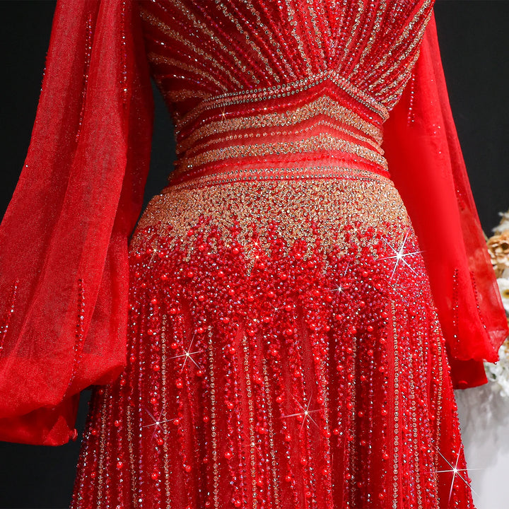 Regal High Neck Artisan Evening Gown