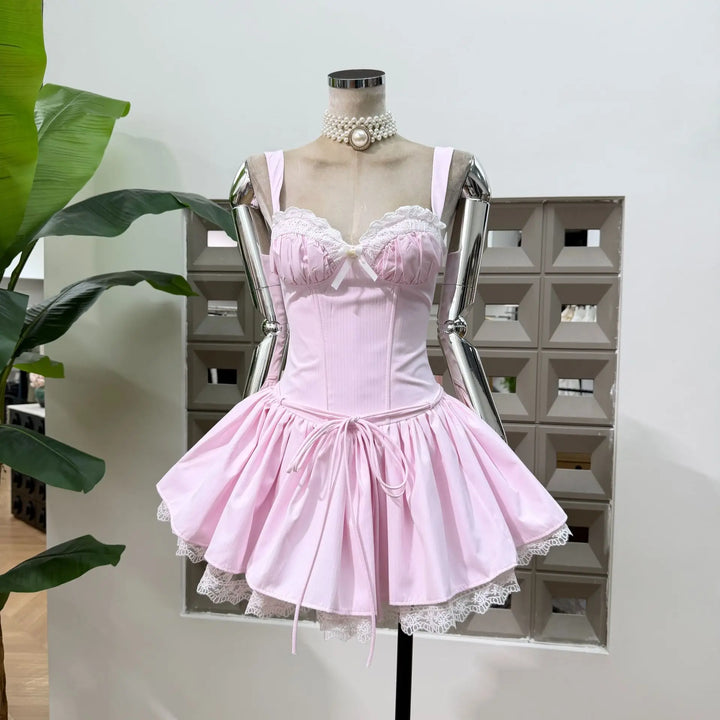 Delightful Low Cut Corset Waist Mini Dress