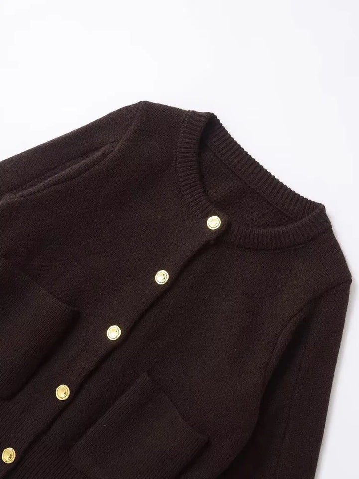 Chic O-Neck Long Sleeve Cardigan