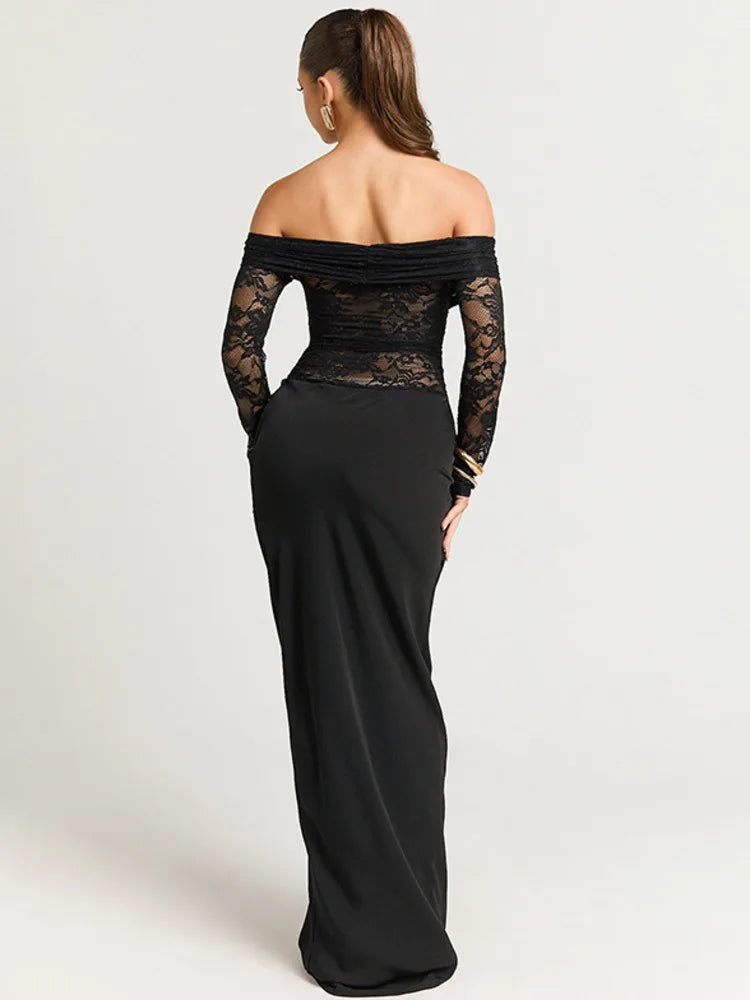 Chic Off The Shoulder Lace Maxi Dress