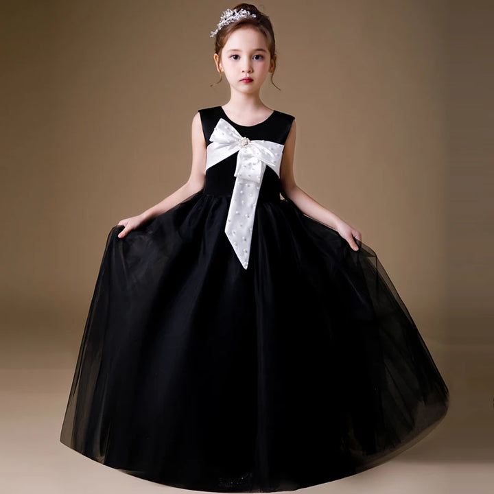 Robe de soirée sophistiquée à col rond pour fille