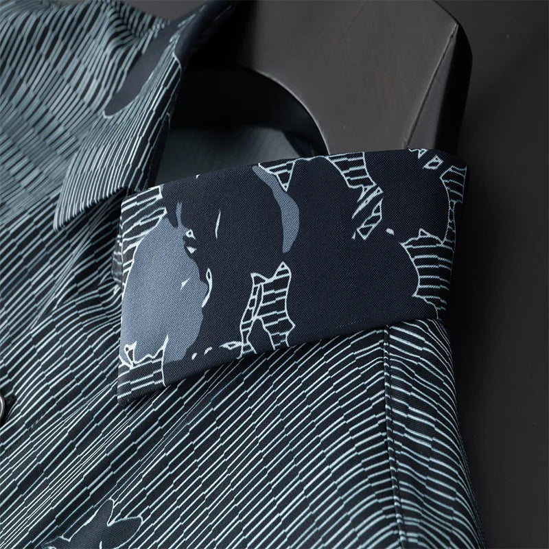 Sophisticated Autumn Flower Dress Shirt